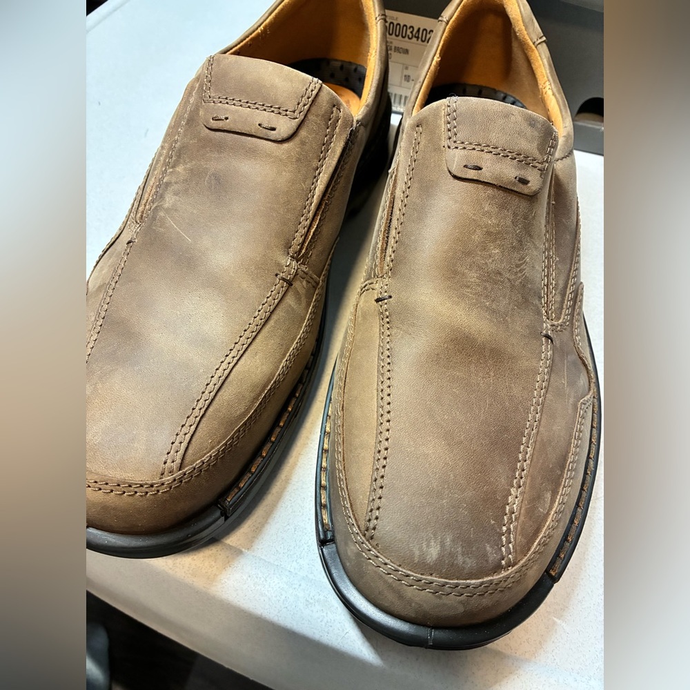 ECCO Men’s 44 US 10-10.5 Cocoa Brown Leather Fusion Gently EUC Loafers Shoes - Picture 3 of 6